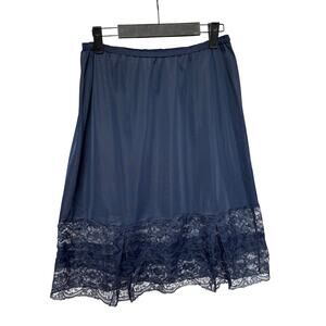 Vintage Lace Trim Slip Skirt Navy Blue Y2k 90s Fairy Fairycore